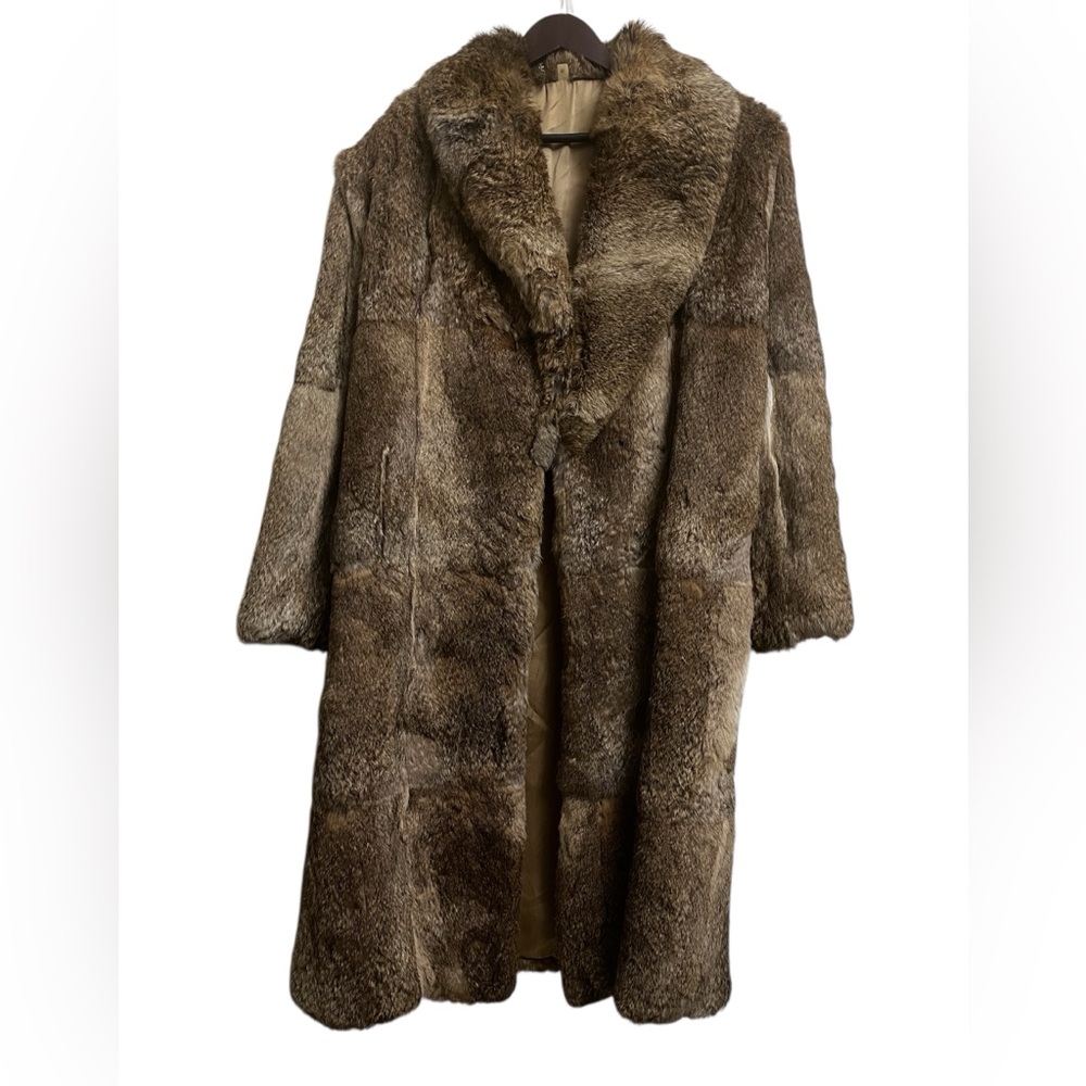Luxury Vintage Full Length Rabbit Fur Coat, Women’s size M
